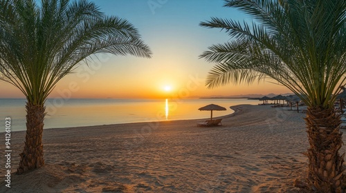 Landscape with three corners fayrouz beach resort at sunrise in Marsa Alam, Egypt   photo