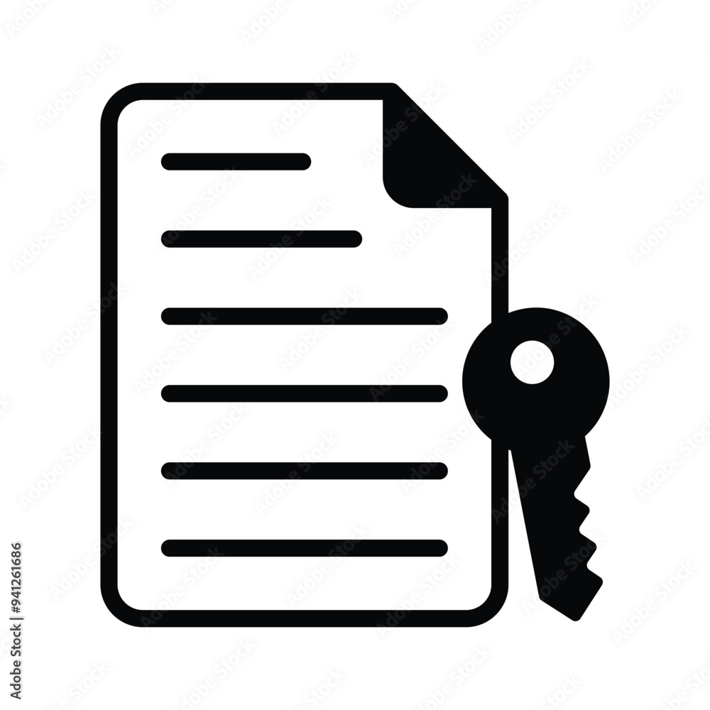 An icon depicting a key and a document, symbolizing secure or important files An icon depicting a key and a document, symbolizing secure or important files
