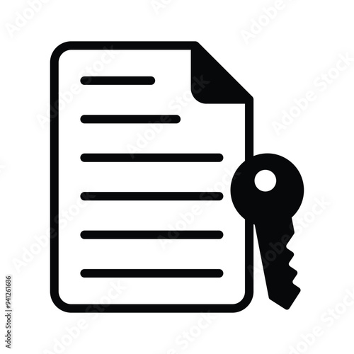 An icon depicting a key and a document, symbolizing secure or important files