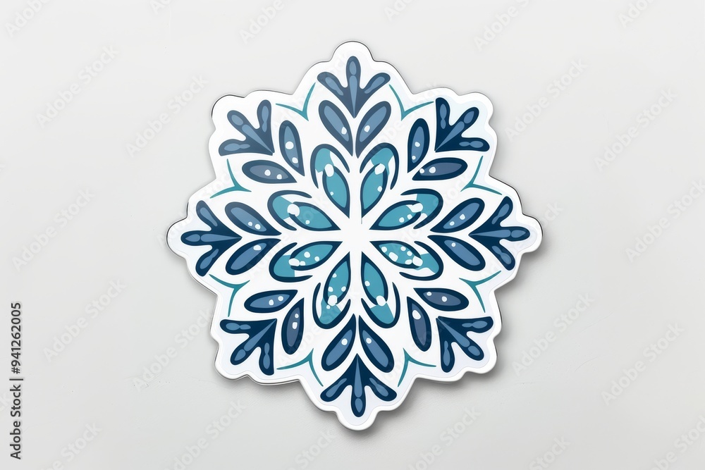 Decorative snowflake design in blue and turquoise tones Decorative snowflake design in blue and turquoise tones