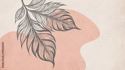 Botanical background. Abstract plant shapes. Minimalist illustration for printing on wall decorations.