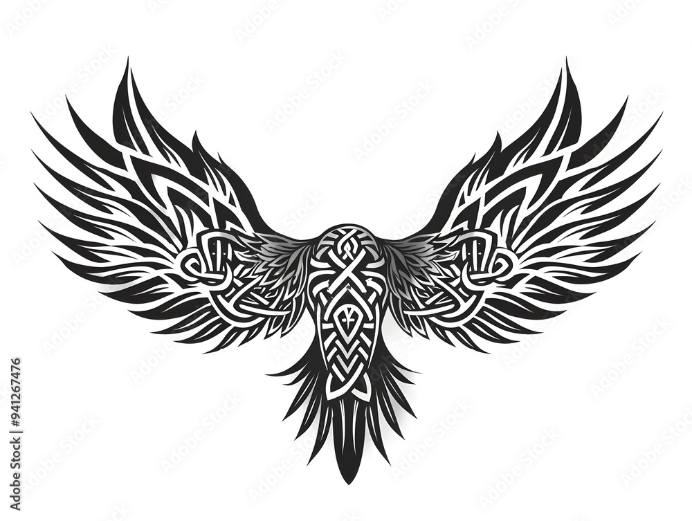 Obraz premium Bird Wings very simple traditional tattoo flash styles illustration