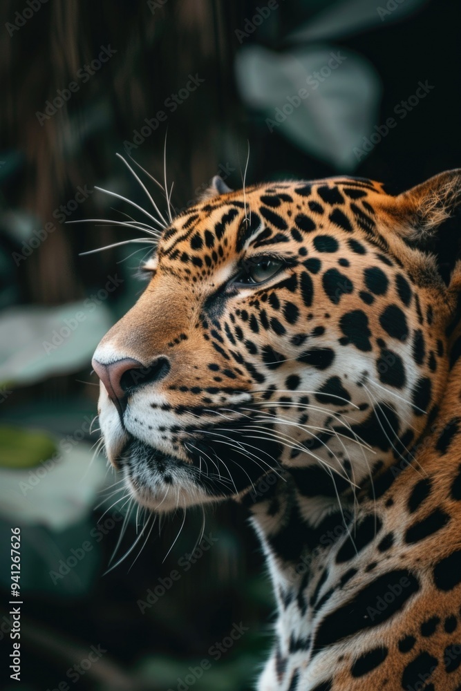 Close-up of a leopard's face, blurred background Close-up of a leopard's face, blurred background