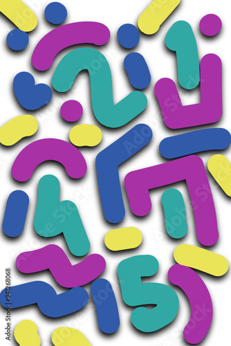 3d blobs and shapes design wallpaper numbers fonts