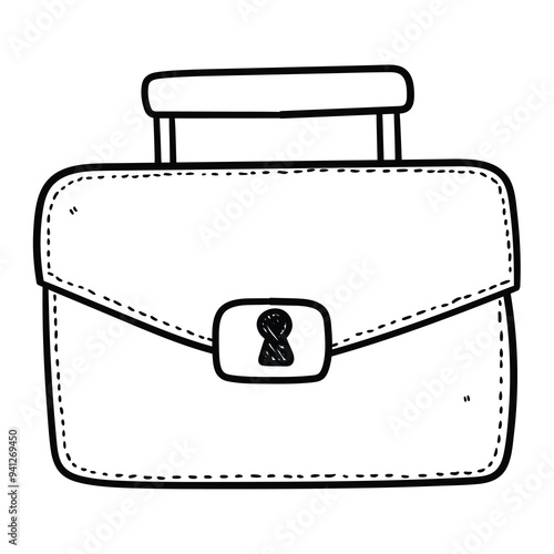 Hand drawn doodle briefcase on white background.