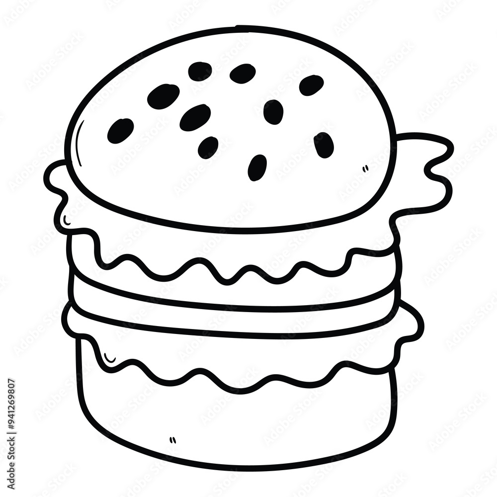 Hand drawn doodle hamburger on white background. Hand drawn doodle hamburger on white background.