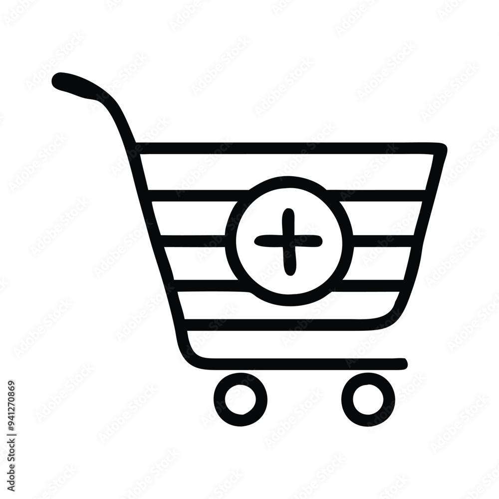 Business symbol outline, Business Icon Clipart - add to cart Icon illustration in black and white Business symbol outline, Business Icon Clipart - add to cart Icon illustration in black and white
