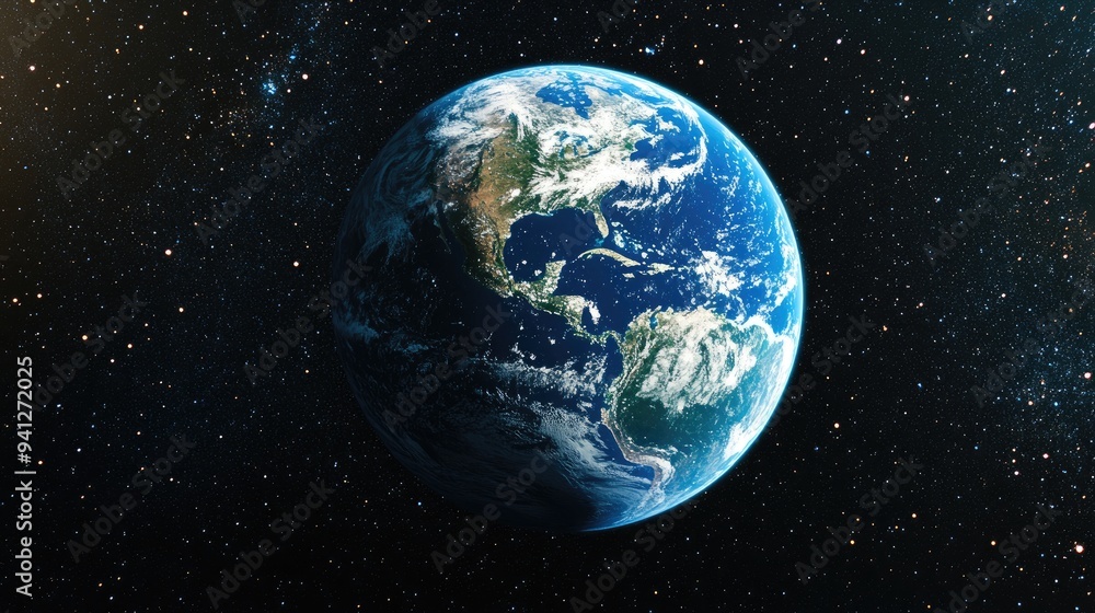 Fototapeta premium 3D illustration of Earth as viewed from outer space