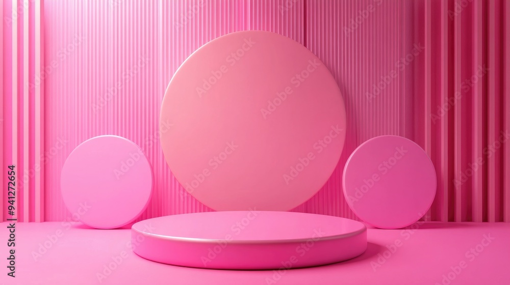 3D podium showcase against a vibrant pink backdrop 3D podium showcase against a vibrant pink backdrop
