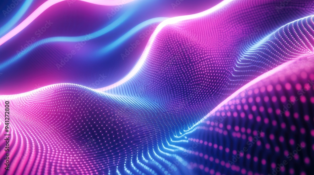 3D render featuring an abstract background illuminated with pink and blue neon lights showcasing glowing wavy lines and curvy shapes for a futuristic minimalistic wallpaper design 3D render featuring an abstract background illuminated with pink and blue neon lights showcasing glowing wavy lines and curvy shapes for a futuristic minimalistic wallpaper design