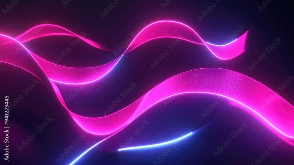 3D render of an abstract neon wallpaper featuring glowing dynamic lines set against a dark backdrop creating a light drawing effect with a fluorescent ribbon 3D render of an abstract neon wallpaper featuring glowing dynamic lines set against a dark backdrop creating a light drawing effect with a fluorescent ribbon