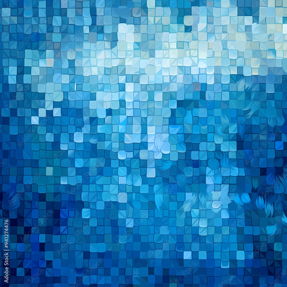 Abstract blue and white mosaic pixel pattern Abstract blue and white mosaic pixel pattern