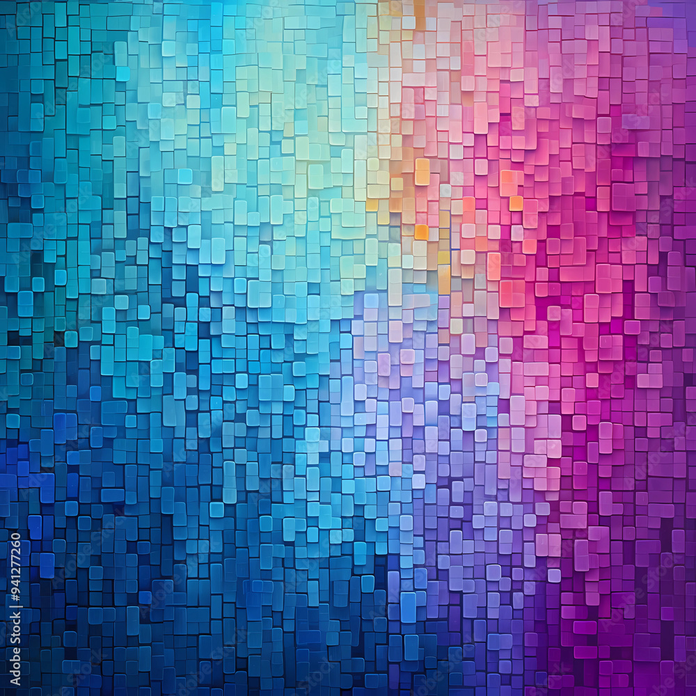 Abstract mosaic pixel pattern in pink, purple, turquoise and yellow Abstract mosaic pixel pattern in pink, purple, turquoise and yellow