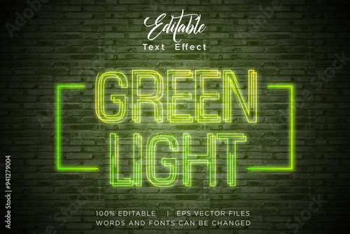 green light neon editable text effect