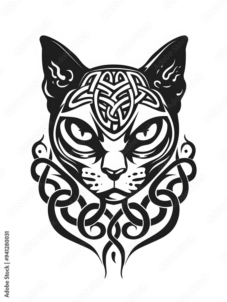 Burmese Cat head very simple traditional tattoo flash styles illustration Burmese Cat head very simple traditional tattoo flash styles illustration