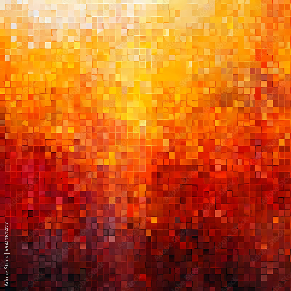 Abstract red, orange, and black mosaic pixel pattern Abstract red, orange, and black mosaic pixel pattern