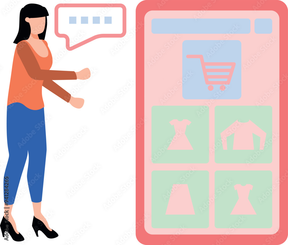 Fototapeta premium The girl is shopping online.