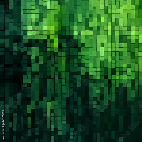 Abstract green mosaic pixel pattern