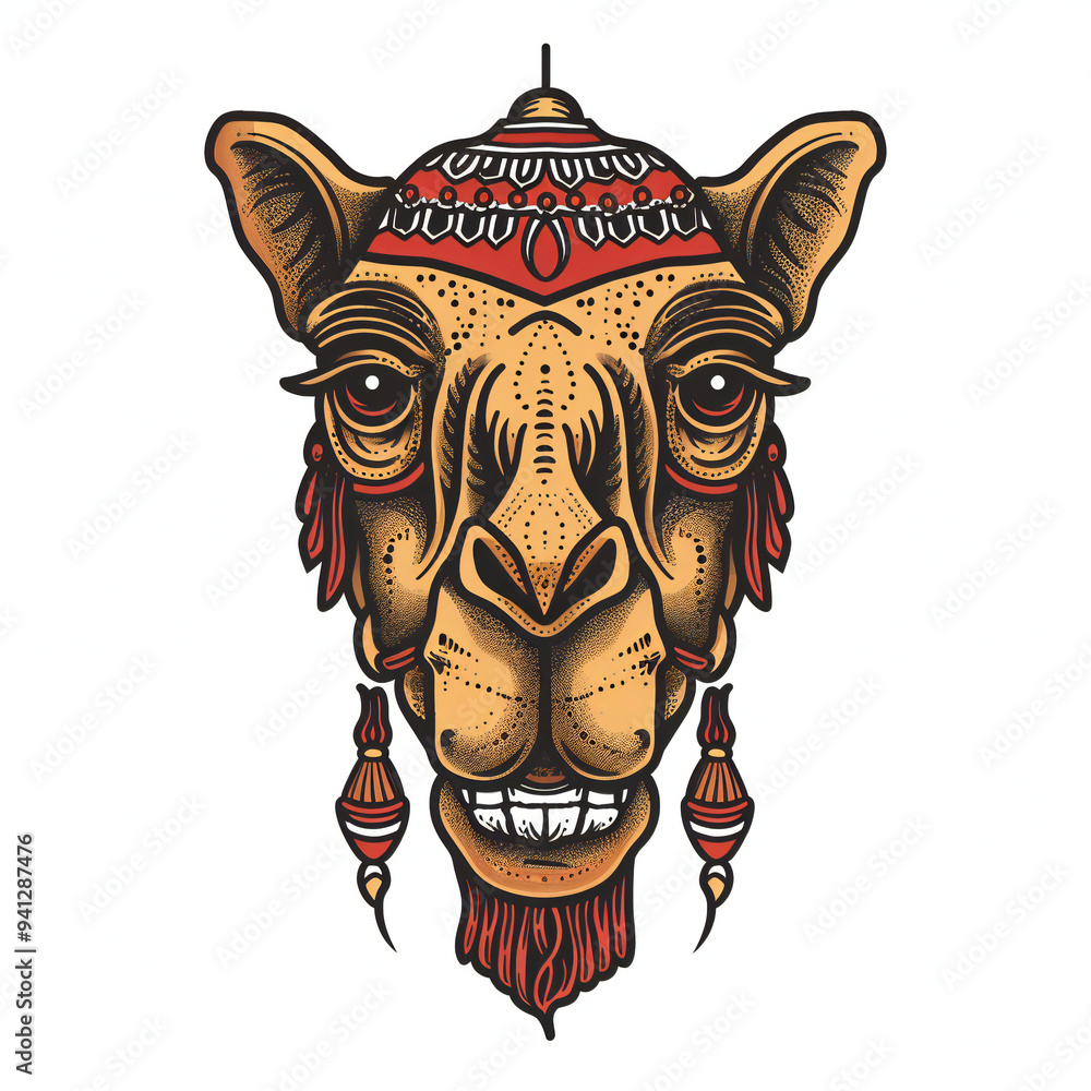 Camel head very simple traditional tattoo flash styles illustration Camel head very simple traditional tattoo flash styles illustration