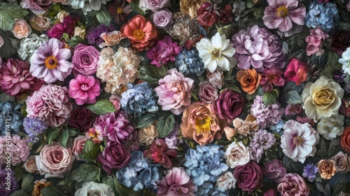 Wallpaper Mural A floral background wallpaper showing colorful bouquet of flowers with a variety of colors and shapes Torontodigital.ca