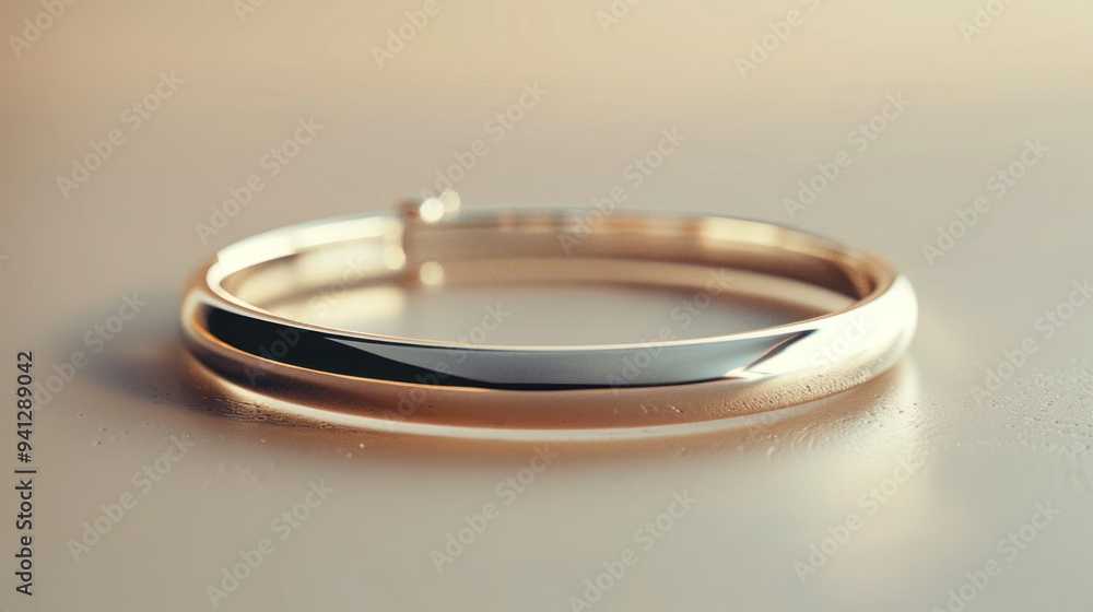 A single, elegant bracelet on a plain surface, emphasizing its simplicity A single, elegant bracelet on a plain surface, emphasizing its simplicity