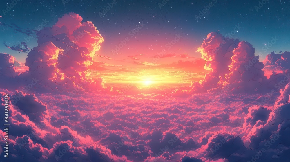 vibrant mangastyle sky scene fluffy clouds with bold outlines animeinspired color palette comic book texture overlay vibrant mangastyle sky scene fluffy clouds with bold outlines animeinspired color palette comic book texture overlay