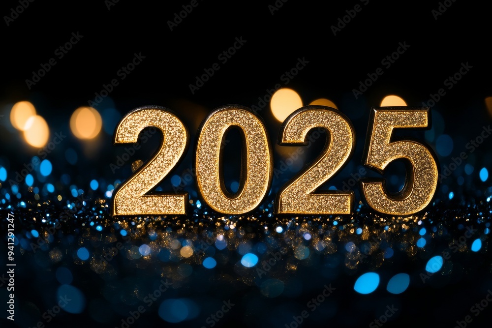 The new year holidays card has a bright background with bright lights, gifts, and a bottle of champagne to wish everyone a happy new year 2025 The new year holidays card has a bright background with bright lights, gifts, and a bottle of champagne to wish everyone a happy new year 2025