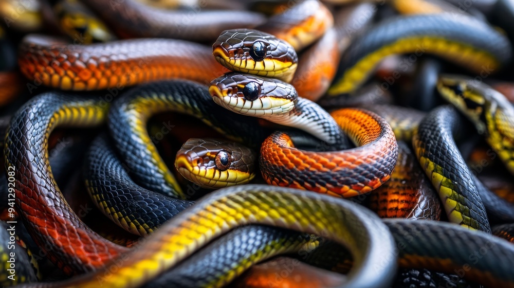 A close-up image of tangled snakes, a symbol of the snake's year for the Chinese new year 2025 A close-up image of tangled snakes, a symbol of the snake's year for the Chinese new year 2025