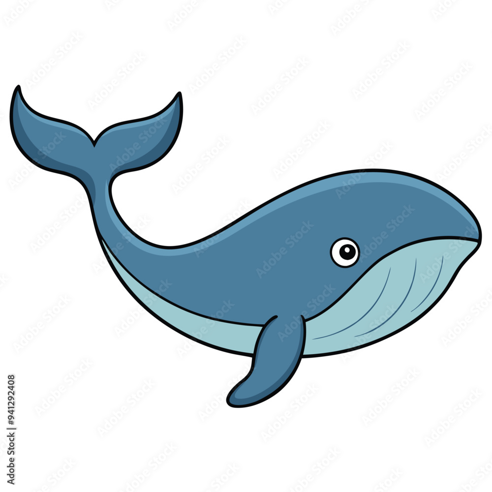 Whale Cartoon Style Vector on White Background | Animal Illustration, Cute Clip Art Whale Cartoon Style Vector on White Background | Animal Illustration, Cute Clip Art
