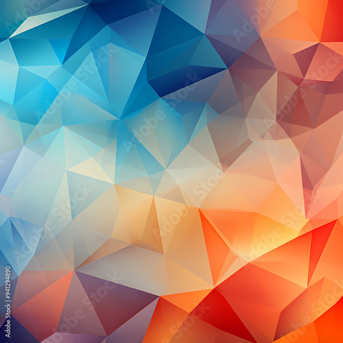 Abstract blue and orange polygon pattern