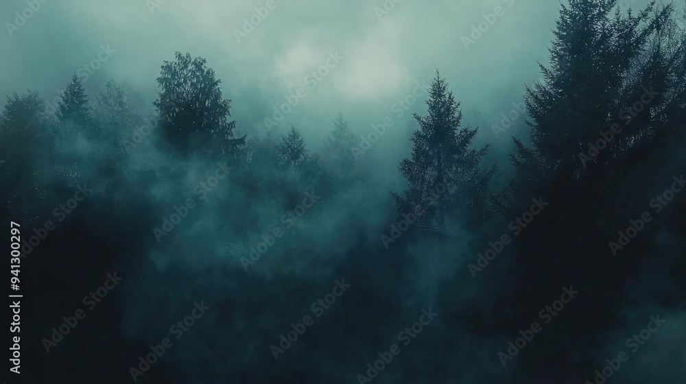 Mysterious forest shrouded in fog, creating an enchanting and eerie atmosphere. Perfect for nature and supernatural themes. Mysterious forest shrouded in fog, creating an enchanting and eerie atmosphere. Perfect for nature and supernatural themes.