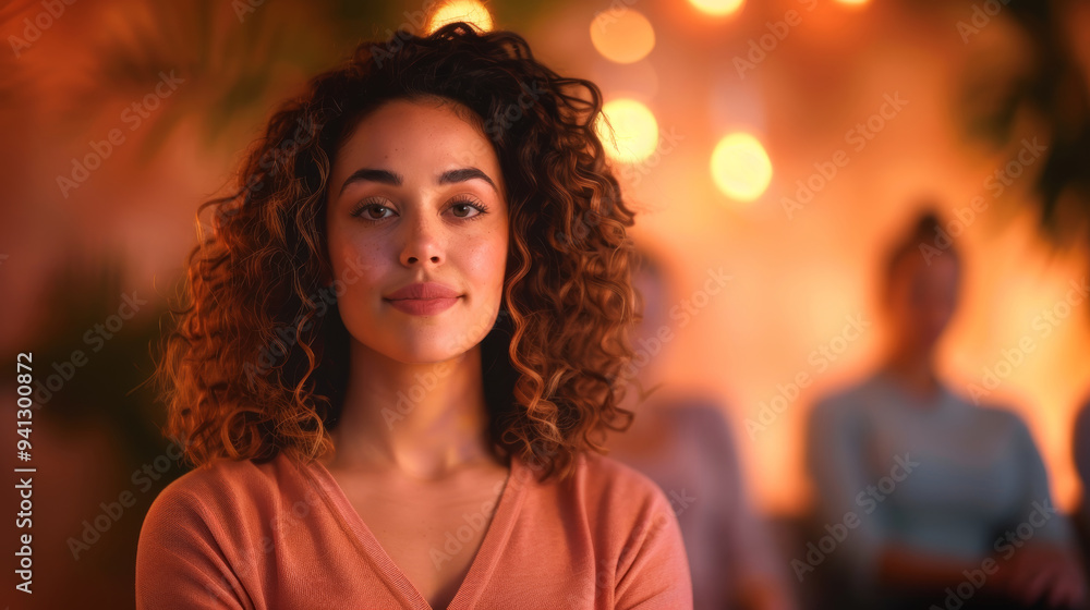 A wellness coach leads calming exercises for stress relief with participants in a peaceful atmosphere A wellness coach leads calming exercises for stress relief with participants in a peaceful atmosphere