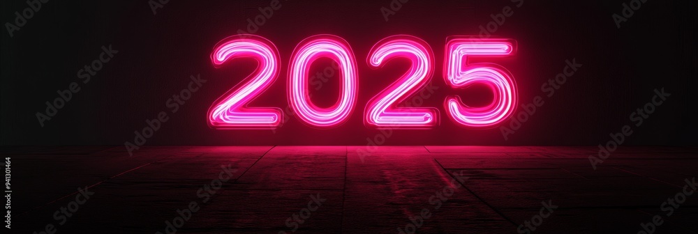 New Year's themed parties and celebrations are made more exciting with this stylish neon representation of 2025 New Year's themed parties and celebrations are made more exciting with this stylish neon representation of 2025