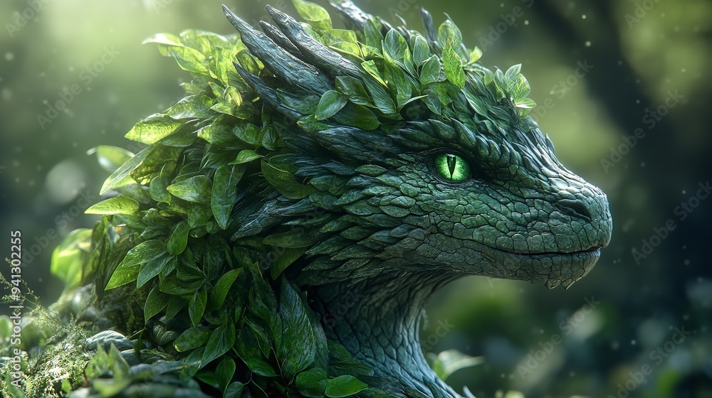 Infinite dragon green very detailed on the realistic shape Infinite dragon green very detailed on the realistic shape