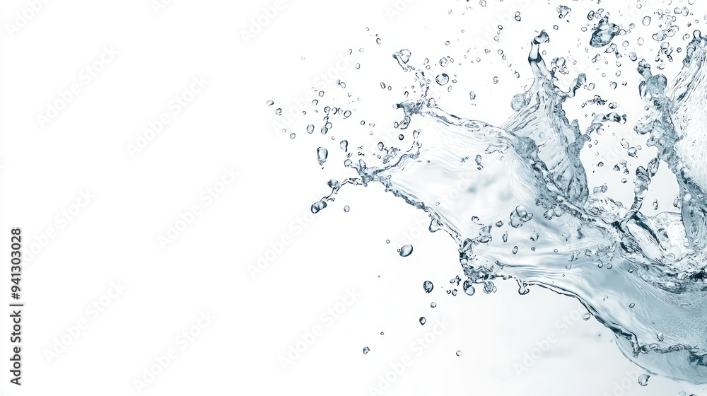 Dynamic Vertical Water Splash - Captured in Upward Motion on White Background, Generative Ai Dynamic Vertical Water Splash - Captured in Upward Motion on White Background, Generative Ai