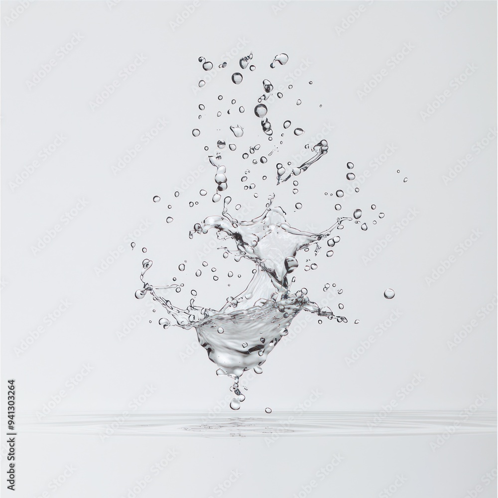 Captivating Cluster of Small Water Droplets Splashing Upwards in Intricate Detail on White Background, Generative Ai Captivating Cluster of Small Water Droplets Splashing Upwards in Intricate Detail on White Background, Generative Ai