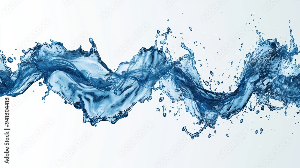 Fluidity of Art: Abstract Water Splash Brush Strokes on White Background, Generative Ai Fluidity of Art: Abstract Water Splash Brush Strokes on White Background, Generative Ai