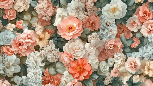 A floral background wallpaper showing colorful bouquet of flowers with a variety of colors and shapes