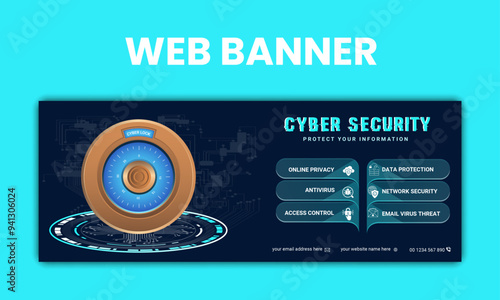 cyber security web slider design template,web banner