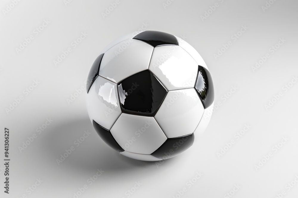 A high-contrast image of a soccer ball on a white surface, great for use in sports-themed designs or as a simple graphic element A high-contrast image of a soccer ball on a white surface, great for use in sports-themed designs or as a simple graphic element