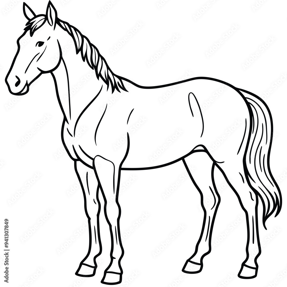 Horse Cartoon Style Vector on White Background | Animal Illustration, Clip Art Horse Cartoon Style Vector on White Background | Animal Illustration, Clip Art