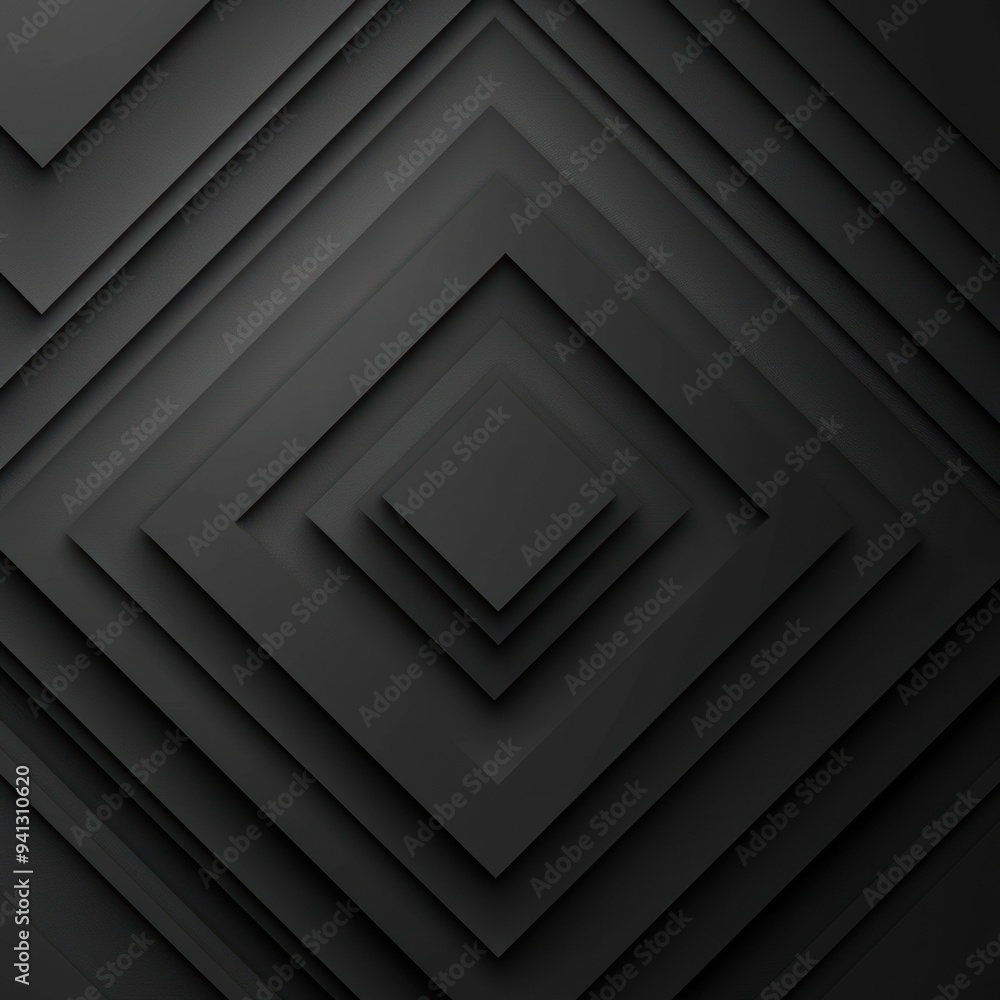 Obraz premium Abstract Black Geometric Pattern with Depth and Shadows