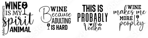 Elegant Wine Calligraphy, Typographic Emblems Pack Vector Illustration for Brochure, Presentation, Holiday Cards