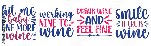 Vibrant Wine Phrases, Quotes Collection Vector Illustration for Banner, Magazine, Packaging