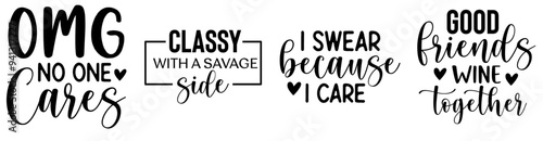 Elegant Sarcastic Typographic Emblems, Quotes Collection Vector Illustration for Postcard, Packaging, Gift Card