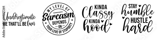 Simple Sarcastic Phrases, Labels And Badges Bundle Vector Illustration for Stationery, Poster, Greeting Card