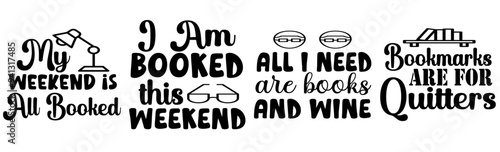 Creative Reading Quotes, Calligraphic Lettering Collection Vector Illustration for Decal, Stationery, Bookmark