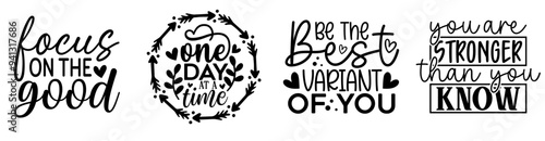 Colourful Inspirational Typographic Emblems, Phrases Collection Vector Illustration for Packaging, Brochure, Gift Card