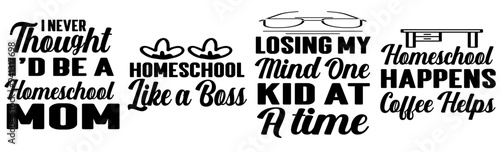 Classic Homeschool Phrases, Trendy Retro Style Illustration Collection Vector Illustration for Packaging, Greeting Card, Banner