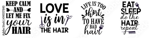 Creative Hairdresser Hand Lettering, Phrases Collection Vector Illustration for Infographic, Label, Holiday Cards